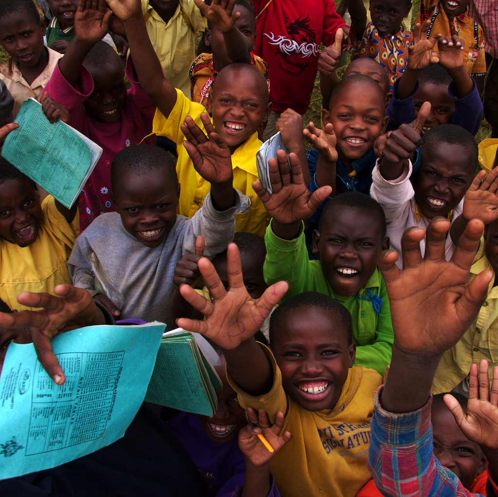 Excited children in Uganda